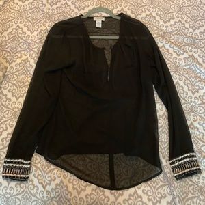 Long sleeve beaded sheer blouse